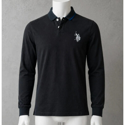 Polo manica lunga nera U.S. Polo Assn. taglia M