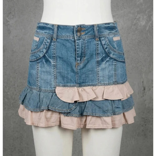 Minigonna di jeans Promod con balze – Taglia M