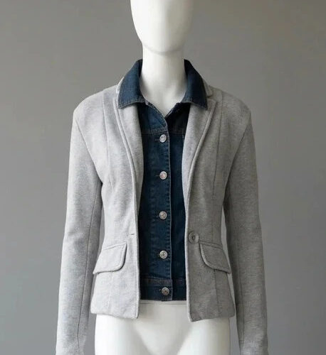 Giacca blazer grigia con interno in jeans | Taglia M Unbranded - vintage originale