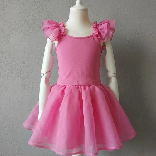 Completo Gonna a Tutù e Top Rosa con Volant per Bambina 7 anni