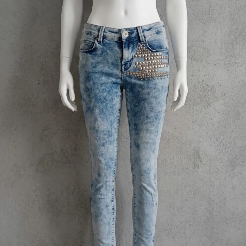 Jeans Guess skinny effetto acido con borchie - Taglia 27 / XXS Unbranded - vintage originale