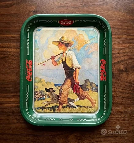 Vassoio Coca Cola Vintage "Il Pescatore" 28x34.5 cm
