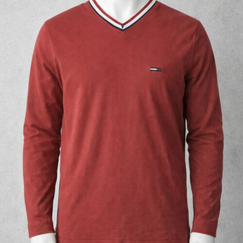 Pullover scollo a V rossa Tommy Hilfiger uomo - misura L - vintage originale