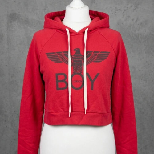 BOY London Felpa Crop con Cappuccio Rossa S