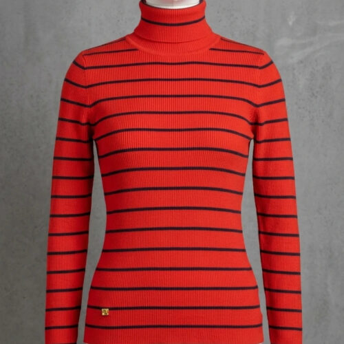 Ralph Lauren Dolcevita elasticizzata a Righe Rosso e Nero