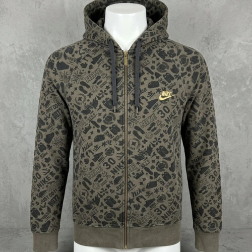 Nike Felpa con Cappuccio Pattern All-Over Verde Militare Taglia S