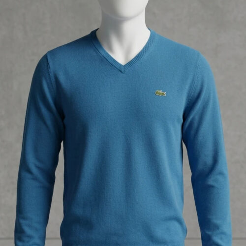 Lacoste Maglione Scollo a V Blu Chiaro Taglia 7