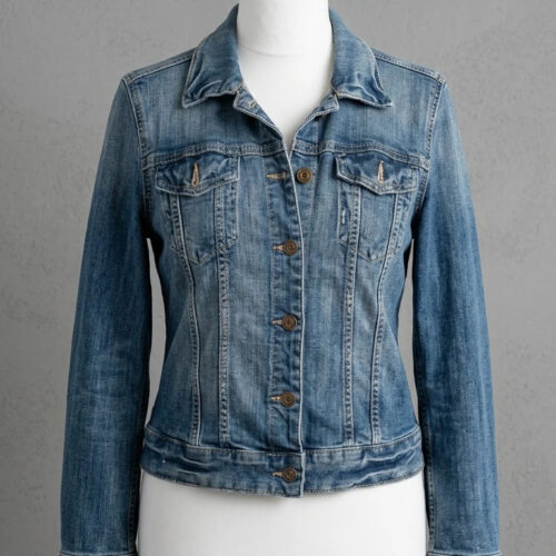 Giacca di Jeans Denim Blu Lavaggio Medio