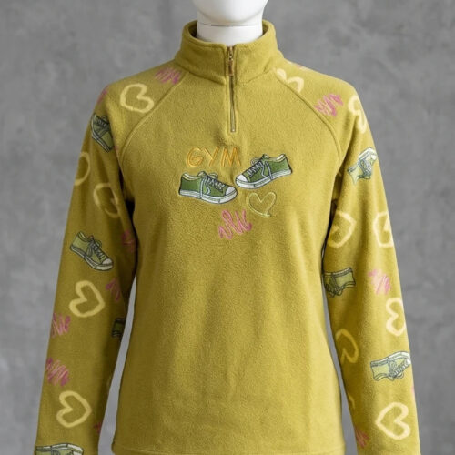 Pippi Felpa Fleece Mezza Zip Grafica GYM Verde M