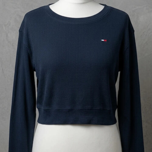Tommy Jeans Felpa Cropped Blu Scuro Taglia S