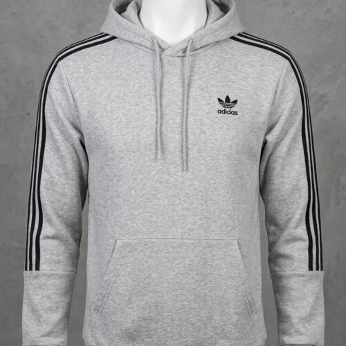Adidas Felpa con Cappuccio 3 Stripes Grigia S