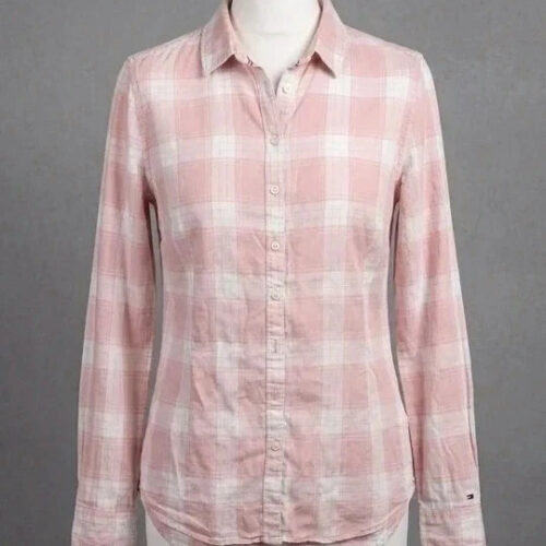 Camicia a quadri Tommy Hilfiger rosa e bianca - XS