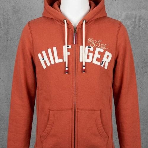Tommy Hilfiger Felpa con Cappuccio e Zip Arancione