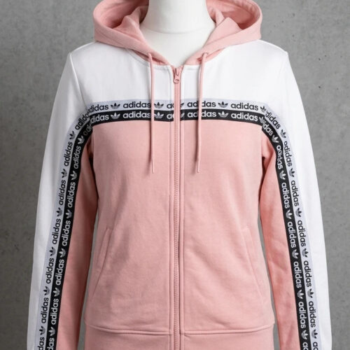 Adidas Felpa con Cappuccio Rosa e Bianca S