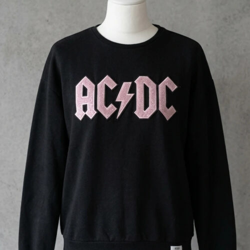 AC/DC Felpa Nera Logo Glitter Rosa 158/164
