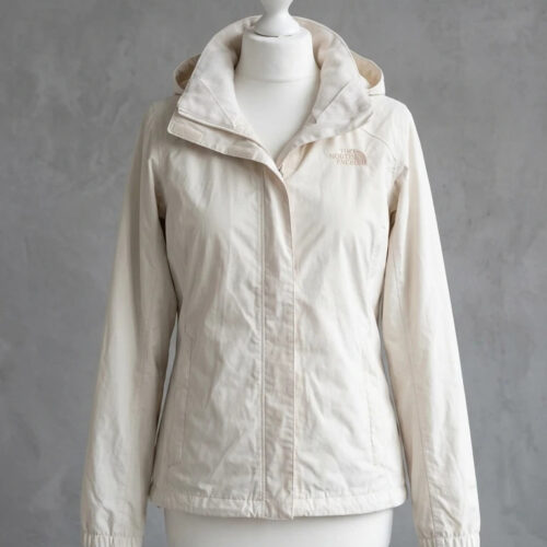 The North Face Giacca a Vento con Cappuccio Bianco Panna