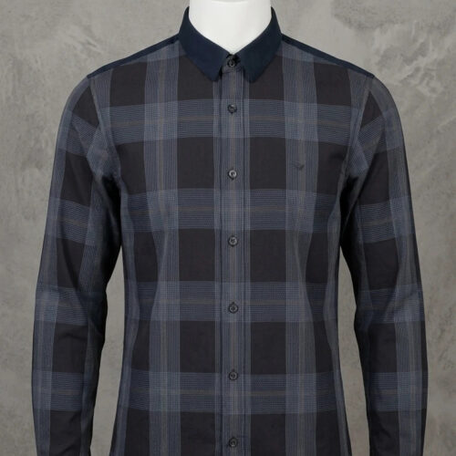 Armani Exchange Camicia a Quadri Blu e Grigia S
