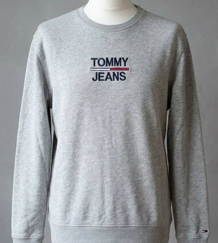 TOMMY JEANS FELPA GIROCOLLO LOGO RICAMATO GRIGIA – MISURA L
