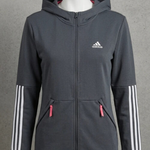 Adidas Felpa con Cappuccio e Zip Grigia XS