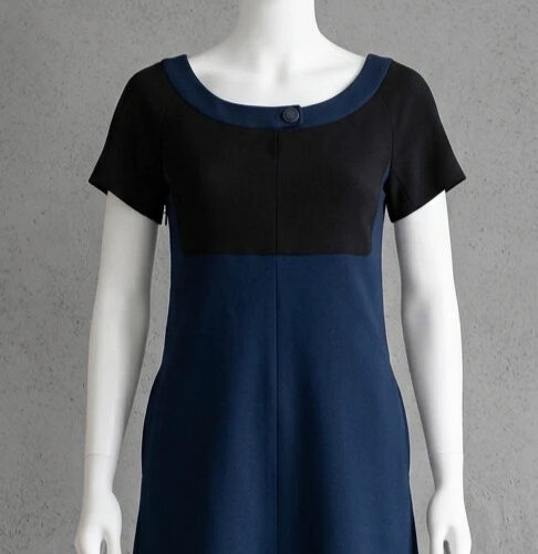 Max&Co. Vestito Colorblock Blu e Nero a Maniche Corte